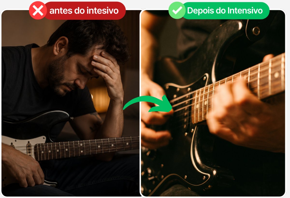 Antes e depois do Intensivo: mão travada versus mão fritando