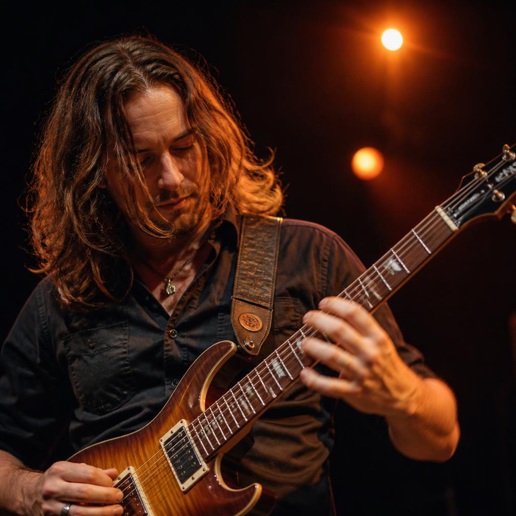 Guitarrista tocando rápido e fluido